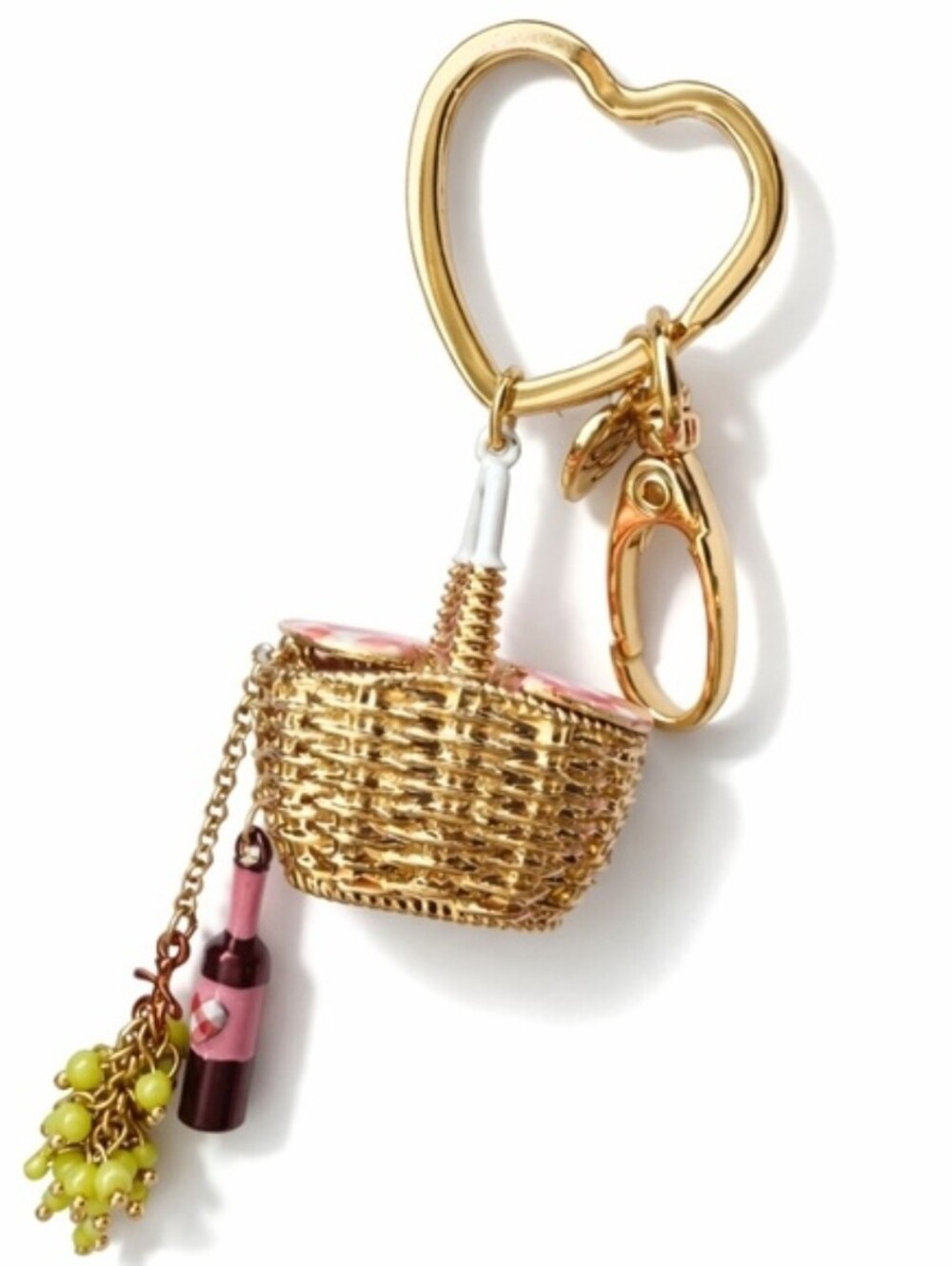 💕▪️Betsey Johnson ▪️Picnic Basket 🧺 Bag Charm/Keychain with Grapes 🍇  Wine 🍷